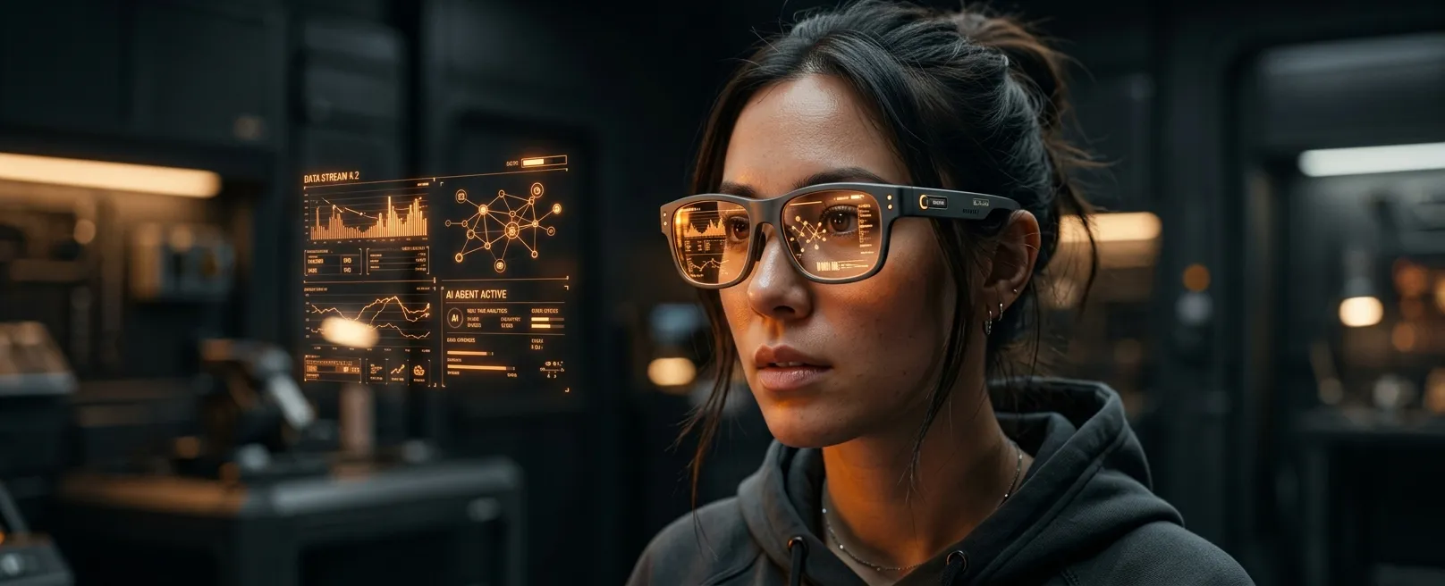 Человек в AR-очках управляет ИИ