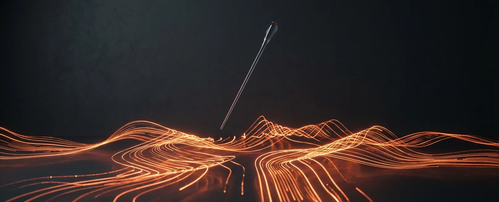 Стеклянная дирижерская палочка над потоками света