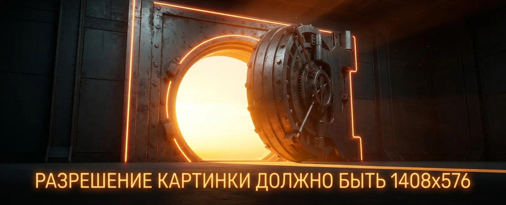 Массивная стальная дверь хранилища, открывающаяся в яркий свет