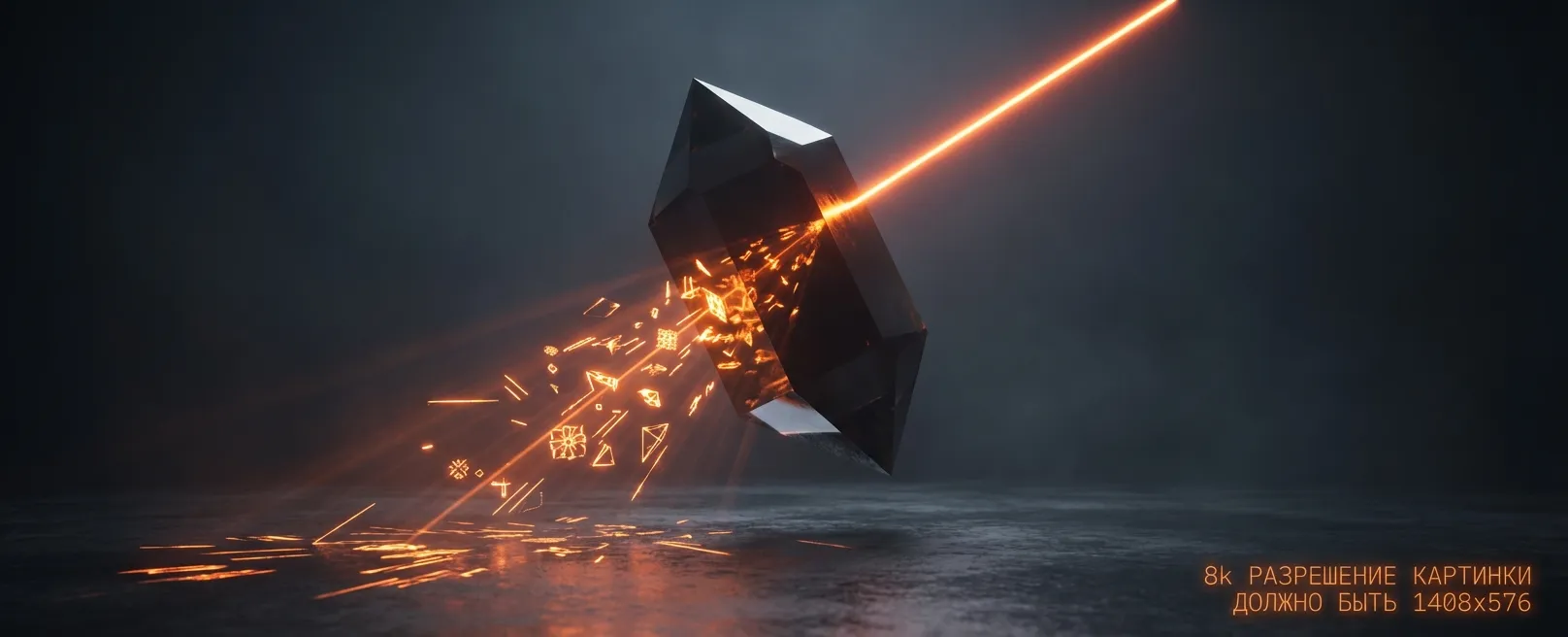 Сложный кристаллический многогранник, преломляющий оранжевый свет