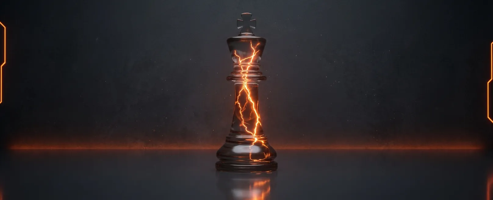 Стеклянная шахматная фигура, внутри которой видна буря