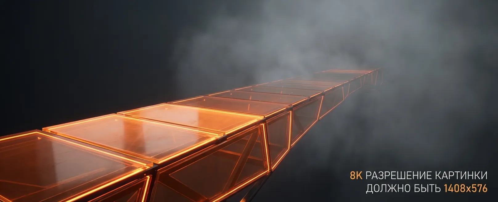 Мост из оранжевого стекла уходящий в густой туман