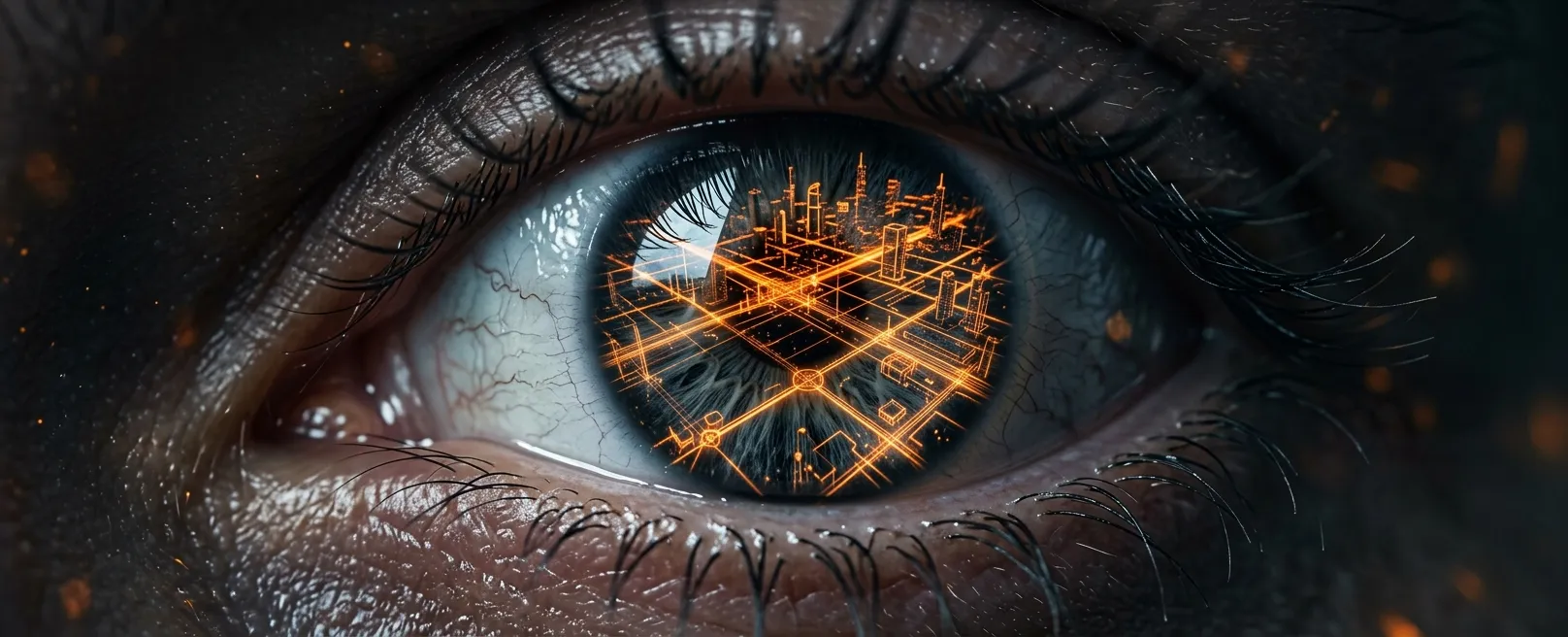 Человеческий глаз, отражающий цифровой мир