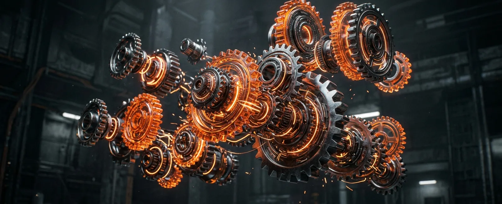 Сложный часовой механизм из света и тени, собирающийся сам по себе