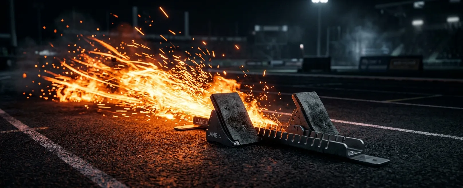 Спринтерские стартовые колодки из графита, оставляющие огненный след