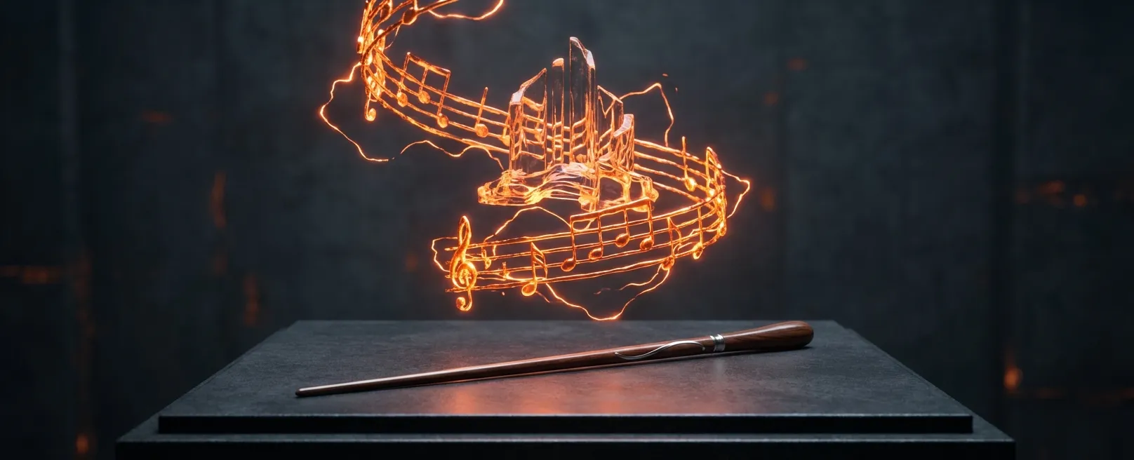 Дирижерская палочка на фоне цифровых созвездий