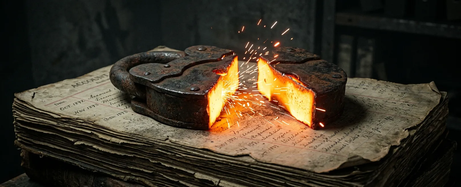 Разрушенный замок на старых книгах